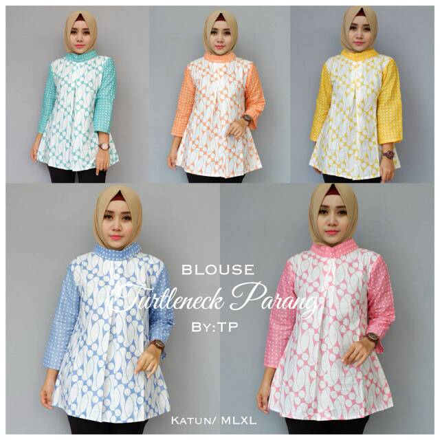 BLUS TURTLENECK PARANG MURAH BLUS BATIK PARANG ATASAN BATIK ATASAN WANITA SERAGAM BATIK HIJAB MURAH