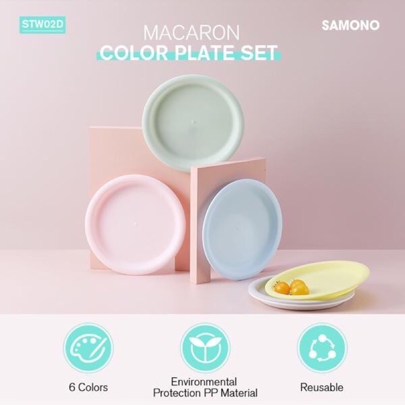 Piring set 6in1 pastel macaroons samono