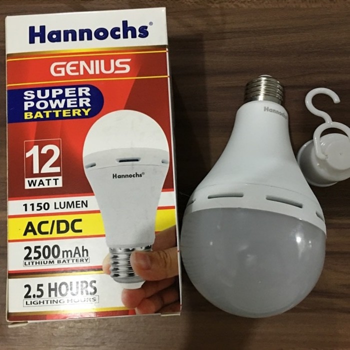 Lampu Genius Hannocs 12W 12 Watt Super Terang Nyala Otomatis AC DC