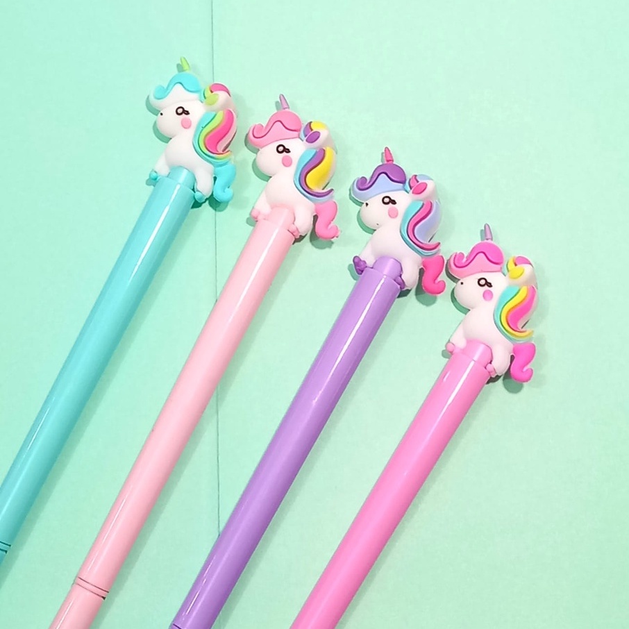 Bolpen gel karakter unicorn tinta hitam bolpen unicorn stationary unicorn peralatan sekolah anak import berkualitas