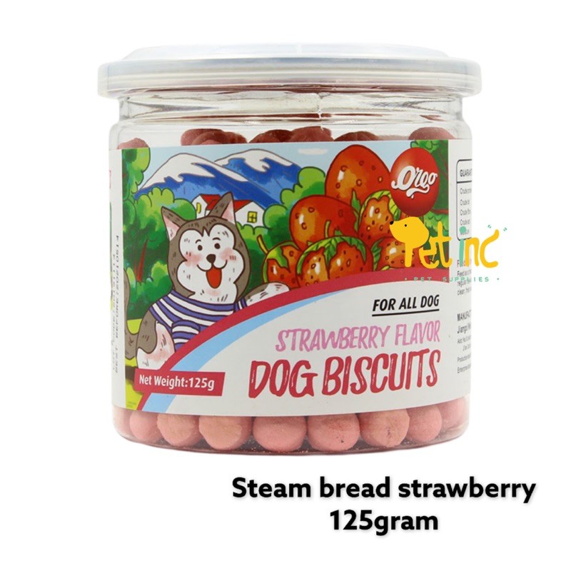 Dog biscuit steam bread with sesame (bone and round) 125gr