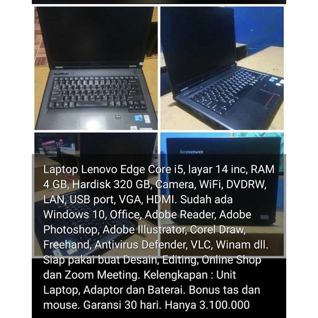Laptop Lenovo Edge Core i5