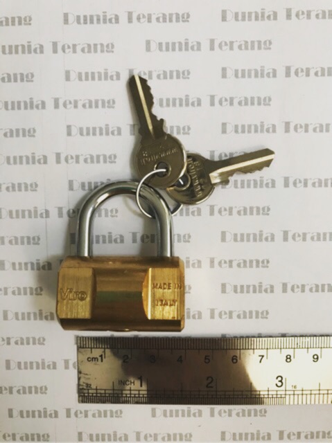 Gembok VIRO Balok 40mm Asli 101 / Kunci Gantung Bulat Kuningan 40 mm / Brass Rectangle Padlock Italy