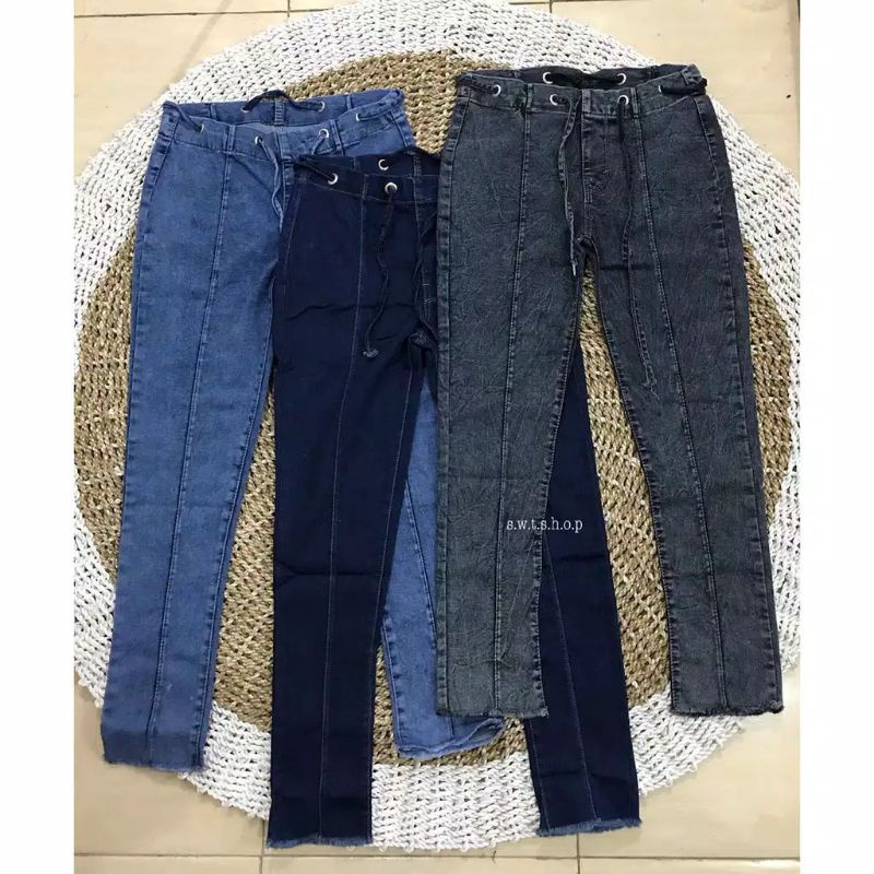 celana panjang jeans//celana jeans wanita//celana higwaist tali