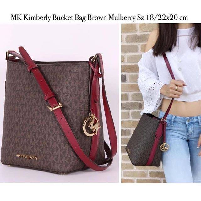 Tas MK Kimberly Bucket Bag Brown Mulberry