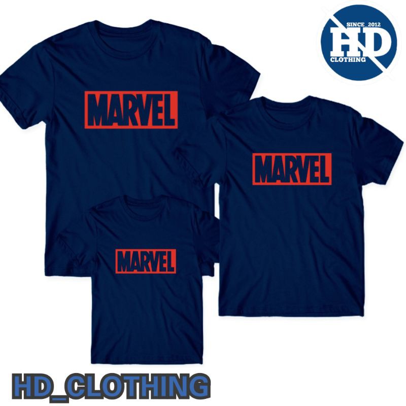 Kaos Atasan lengan pendek Couple Keluarga Superhero Tulisan Marvel - HD Clothing