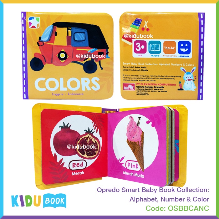 Buku Bayi dan Anak Belajar Mengenal Huruf, Angka dan Warna Opredo Smart Baby Book Collection: Alphabet, Number &amp; Color Kidu Toys