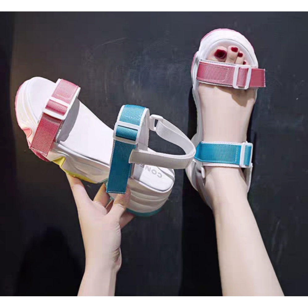 Sandal Tali Wanita Dua Strip Dua Warna WA413