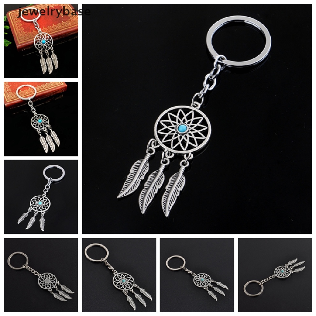 Gantungan Kunci Desain Dream Catcher Bahan Metal Warna Silver