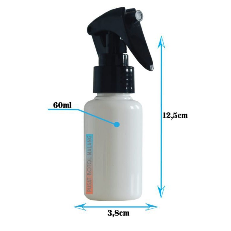 Botol tubular 60ml spray trigger (hitam putih)
