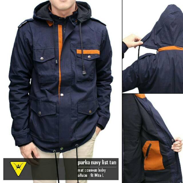 Parka Baby Kanvas List Biru Tua/Parka List Navy Cowok