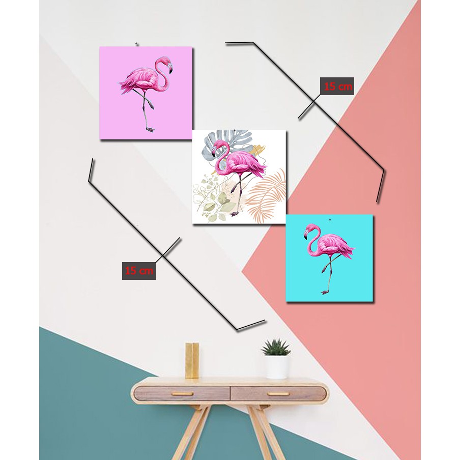 pusatmode Hiasan Dinding 1 Set Flamingo 15x15 cm