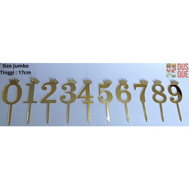 CAKE TOPPER ACRYLIC ANGKA GOLD 0 – 9 JUMBO / AKRILIK CAKE ANGKA ULANG TAHUN / HIASAN ANGKA / ULANG T