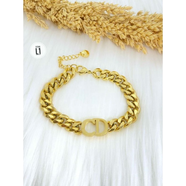 COD Gelang Sisik Naga Branded Rantai Tebal Gold N27112101