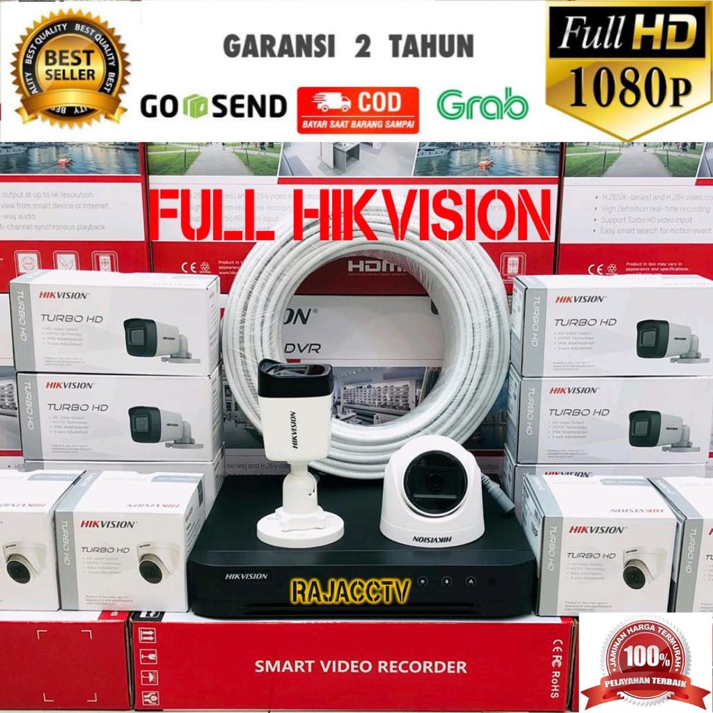 PAKET CCTV HIKVISION 4 CHANNEL 2 KAMERA TURBO HD 2MP 1080P KOMPLIT