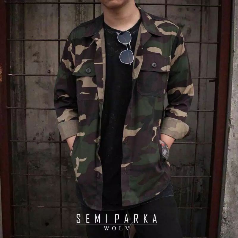 Garansi Original - Jaket Semi Parka Pria Loreng Army Wanita Unisex Cowok Terbaru