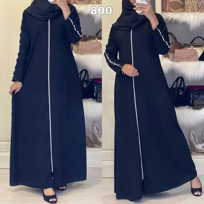 Abaya Hitam Abaya Gamis Arab Abaya Busui Zipper Abaya Basic Dress Baju Muslim