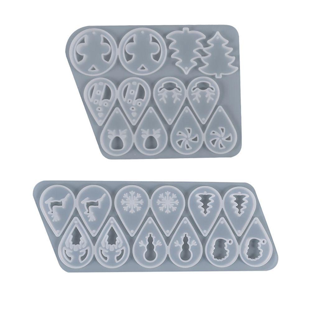 Solighter Anting Cetakan Silikon Casting Liontin Elk Snowflake Snowman Ear Studs