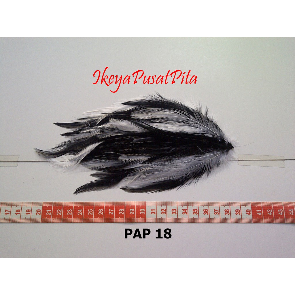(1 pcs) Bulu PAD Polos Hitam Putih PAP 18 | Bulu Ayam | Bulu Hias | Toko Bahan Craft | Ikeya Pusat P