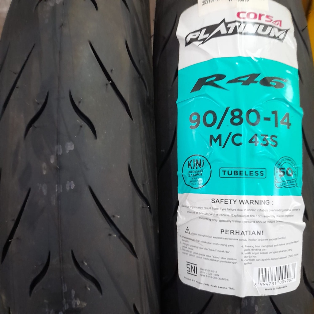 Ban motor matic Corsa R46 90 80 14 platinum tubeless beat mio vario