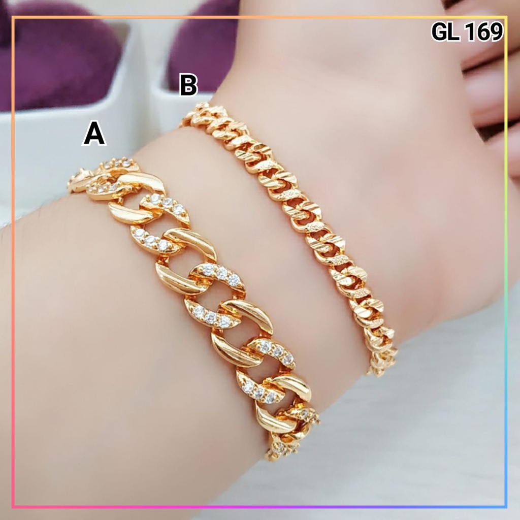 Gelang xuping gelang dewasa rantai tebal kombinasi permata simple perhiasan wanita lapis emas gold GL 169