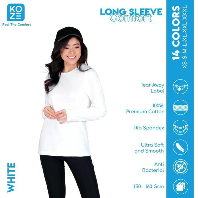 White Longsleeve Kaos Polos Koze Combed 30S