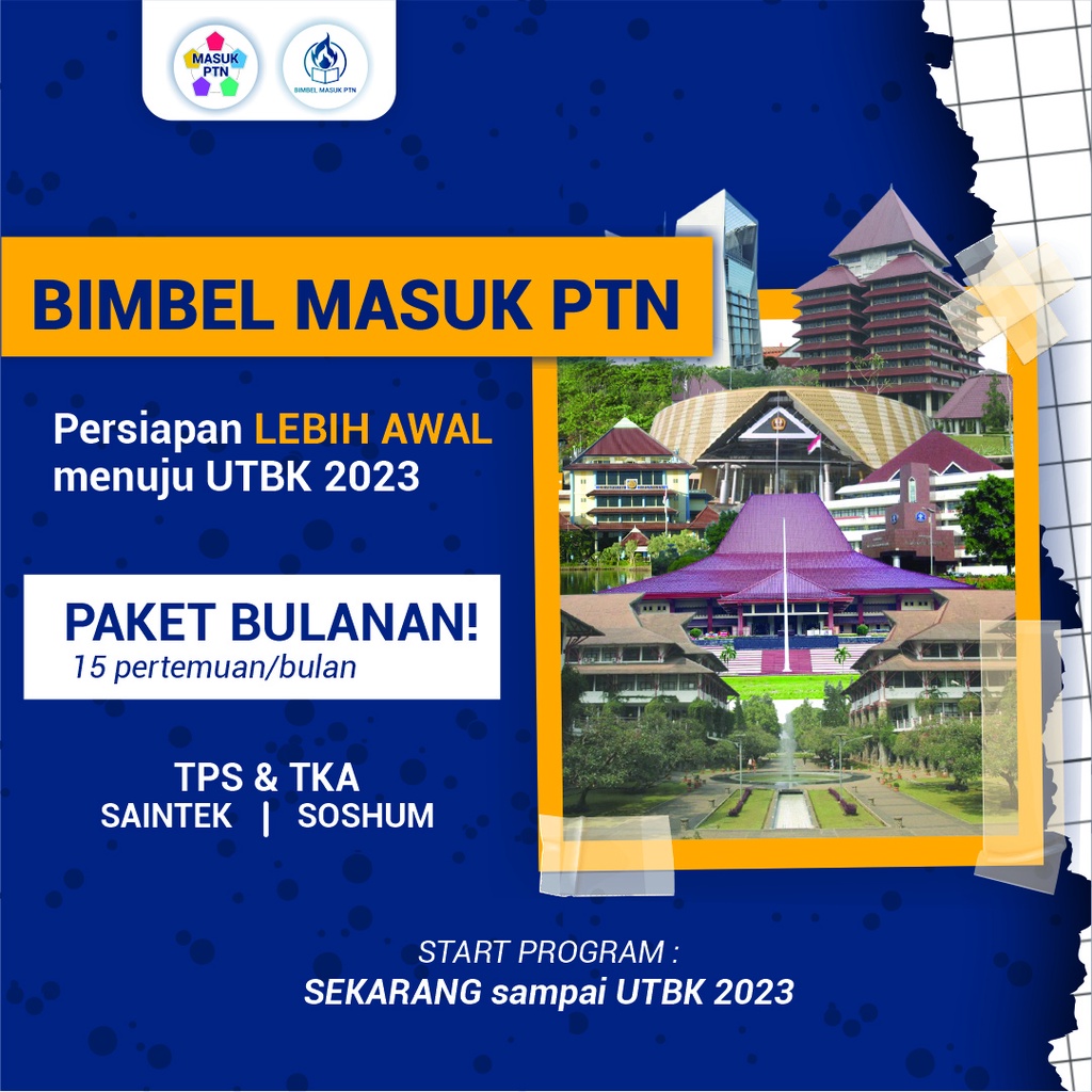 Masuk PTN - Voucher Bimbel Program 1 Bulan Utbk Sbmptn 2023