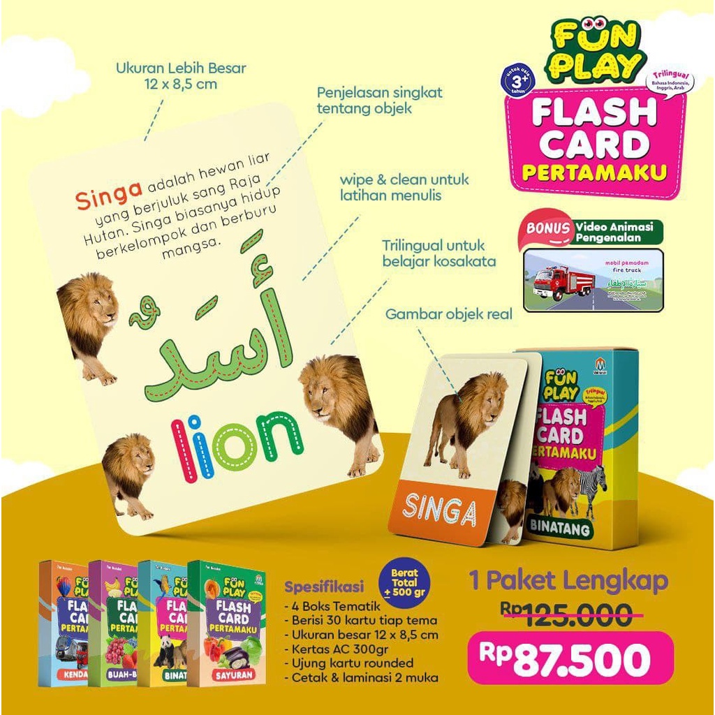 1 Paket Kartu Flash Card Edukasi Anak (Dapat 4 Box Kartu Edukasi)