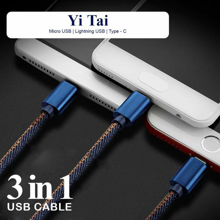 KABEL DATA YI THAI MICRO TYPE C IPHONE DENIM 3IN1 YI TAI KYD-31 FAST CHARGING - BC