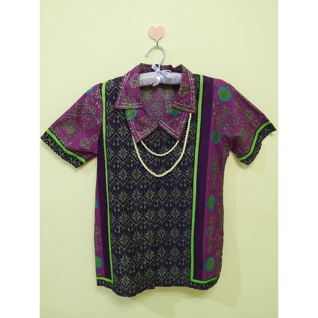 Kemeja Batik Wanita/Baju Batik/Baju Kerja- Blouse Kerah Tumpuk B3009