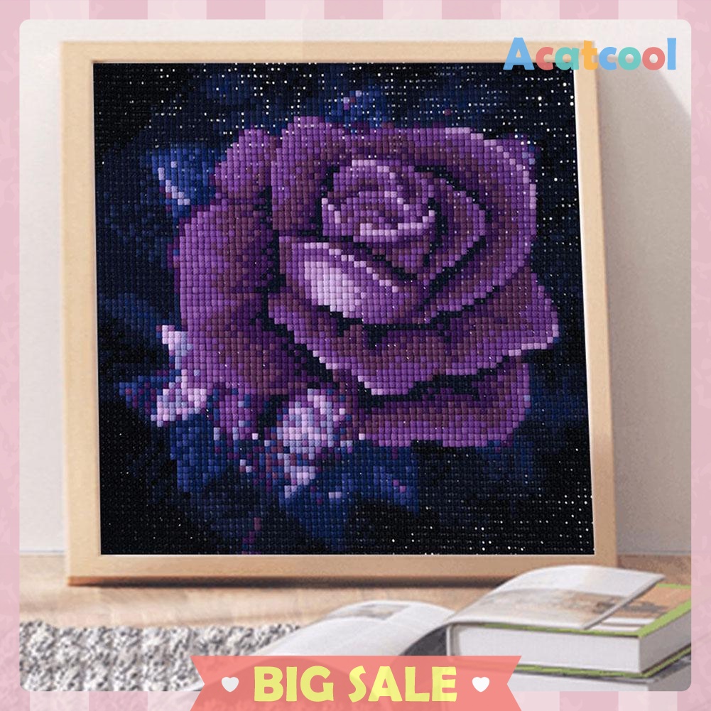 5D DIY Full Drill Square Diamond Painting Purple Rose Cross Stitch Mosaic