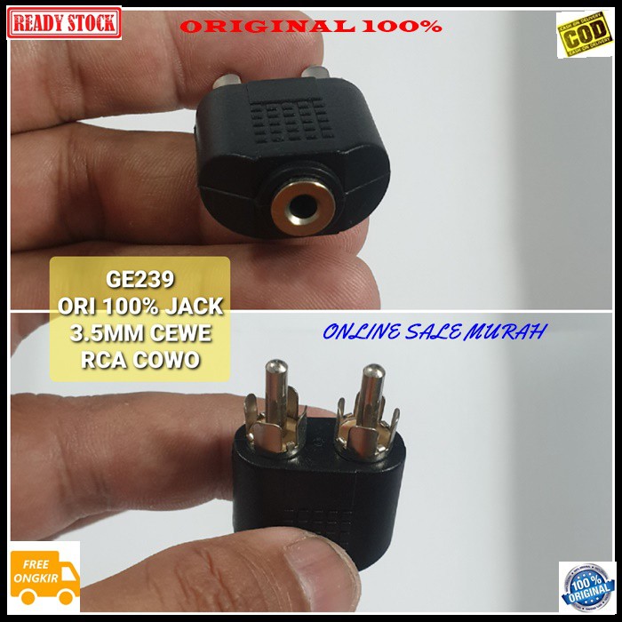 G239 Jack rca cowo jek rca cewe adapter konektor sambungan splitter audio sound extension penyambung suara headset headphone converter female male canon aux dvd ampli stereo original  JACK RCA COWO DAN RCA CEWE  BISA DIPAKAI BOLAK BALIK  20 GRAM ORIGINAL