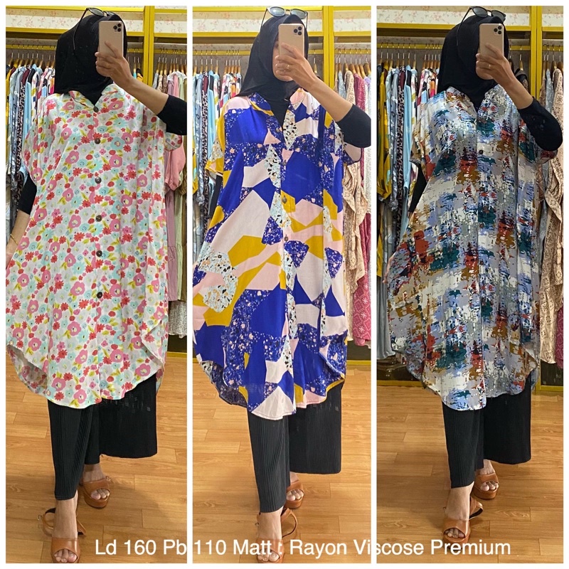 Tunik Kancing Full RAYON VISCOSE/Gram Fashion Kaftan/Kaftan Terlaris Kekinian/Kaftan Full Kancing