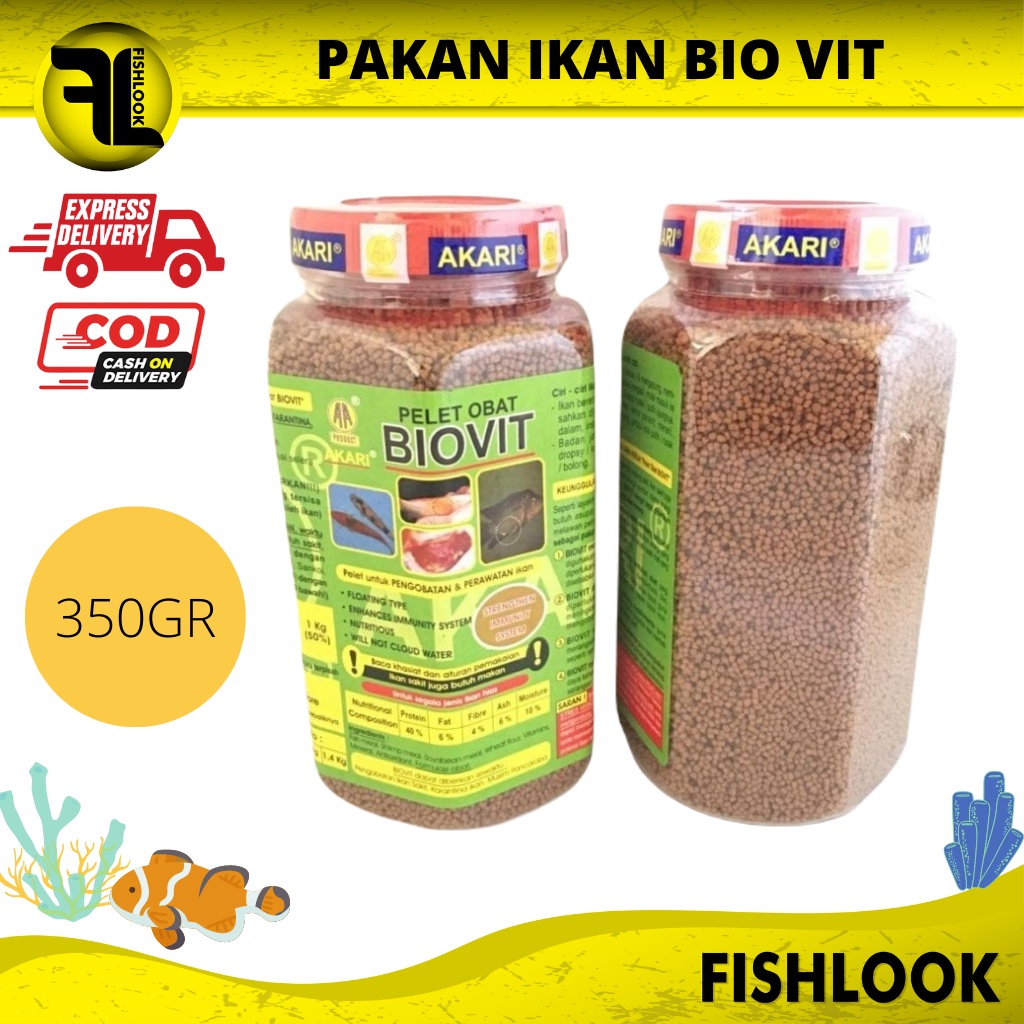 AKARI BIOVIT 350 GR 2MM BIO VIT PAKAN PENGOBATAN DAN PERAWATAN IKAN