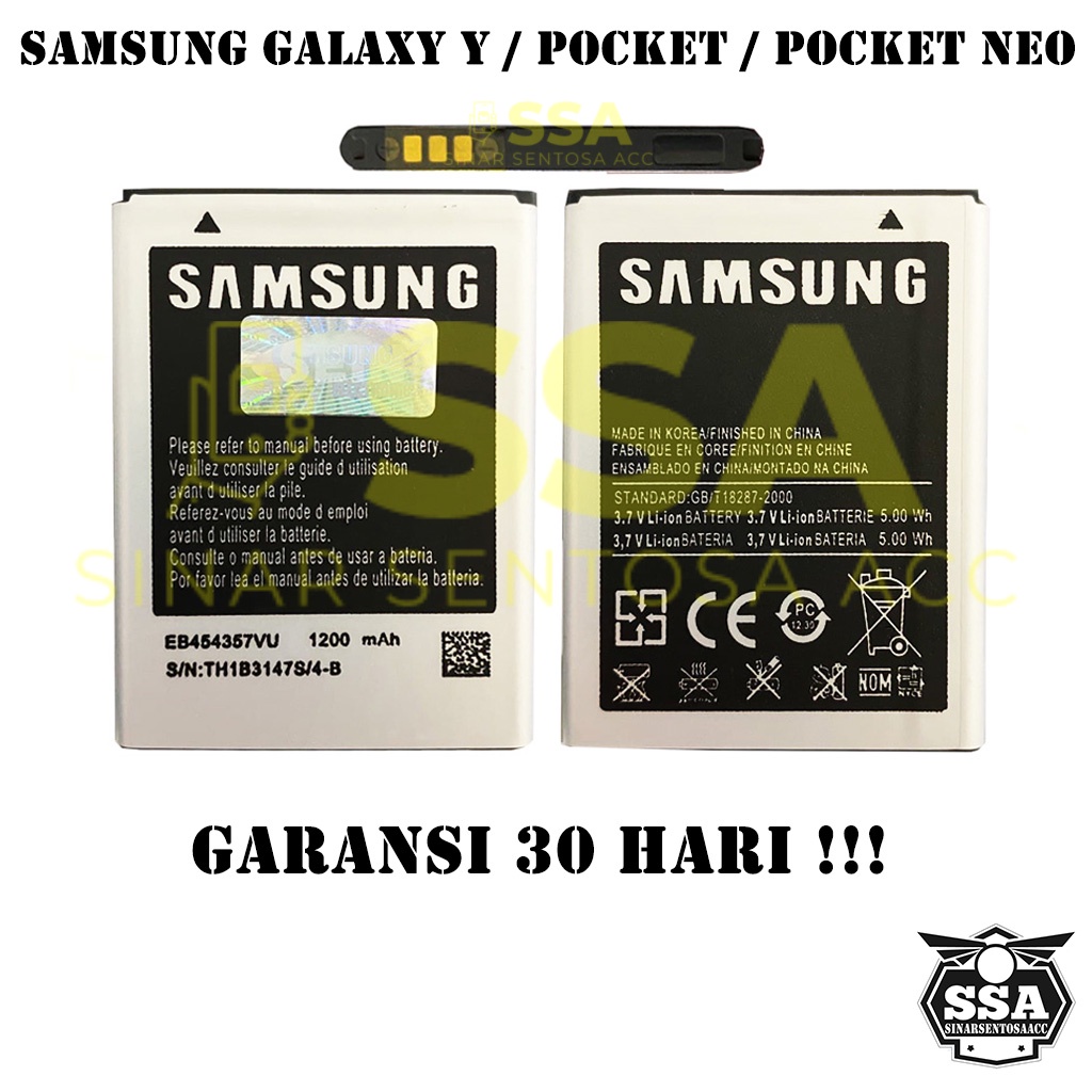 Baterai Original OEM Samsung Galaxy Y Pocket Neo Pocket S5310 S5300 EB454357VU HP Ori Battery Batrai Batre Batu Batere GARANSI AWET MURAH