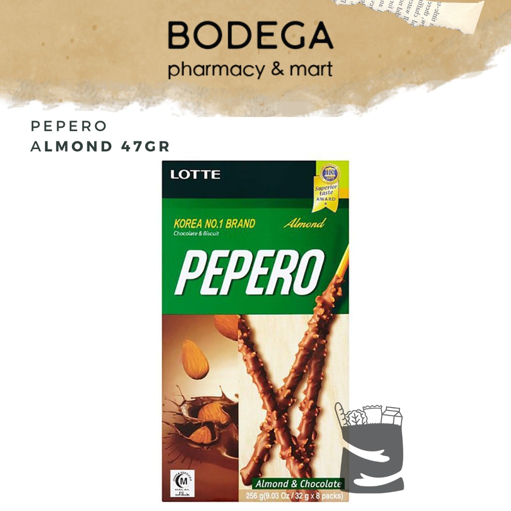 

Lotte Peppero Almond / Pepero Kacang Coklat Korea | 32gr (BODEGA MART)