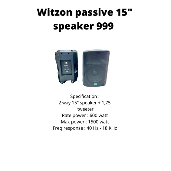 speaker pasif 15 inch witzon 999 . pasif speaker 15 inch witzon 999
