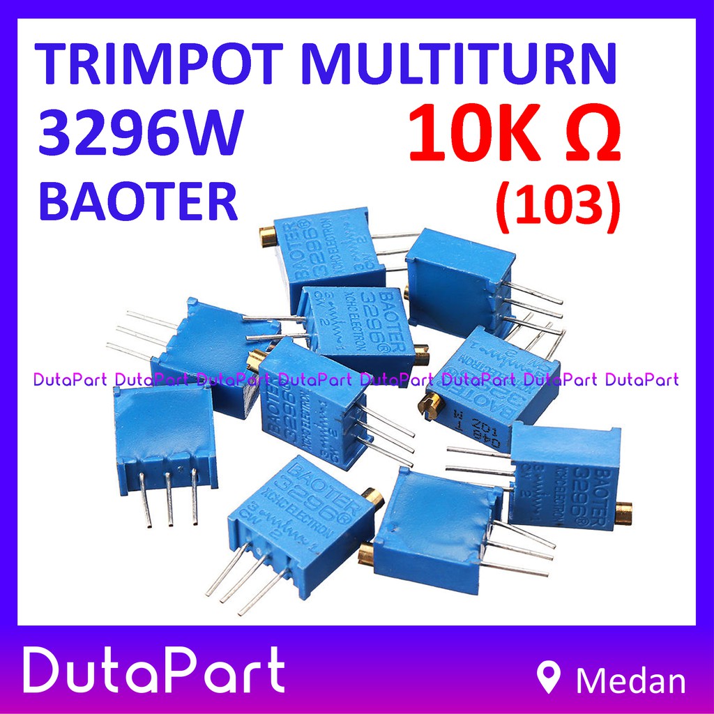 Multiturn 10K Ohm Potensiometer Trimpot Trimmer Resistor 3296 3296W