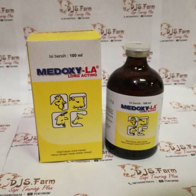 MEDOXY LA 100 ml medion obat antibiotik long acting pilek flu hewan ternak sapi kambing kerbau ayam 
