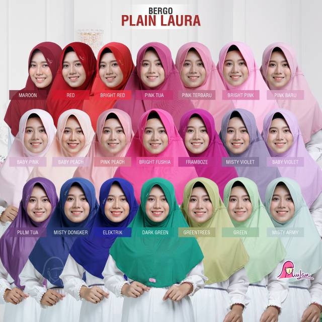 BPL L-Bergo Plain Laura Dewasa Miulan Hijab Jersey Serut|Bisa Untuk umur 9th s.d Dewasa