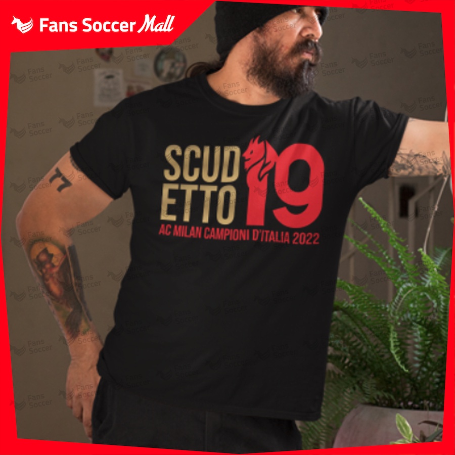 FANS SOCCER T-Shirt AC Milan Scudetto 19 Campioni D'Italia 2022 100% Cotton / Baju Kaos AC Milan Scu