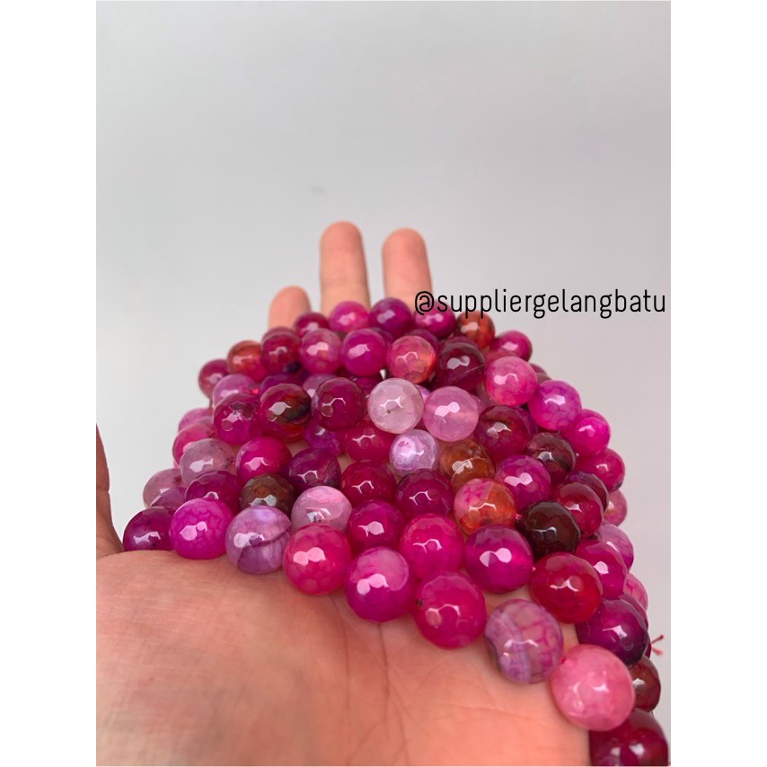 bahan batu 12mm Purple Agate CUTTING aksesoris AKIK gelang kalung batu