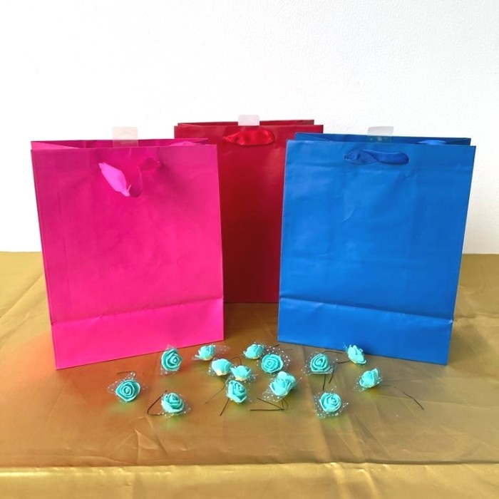 Paper Bag Polos Warna Kantong Kertas Warna Goodie Bag Hampers Kecil - Pink