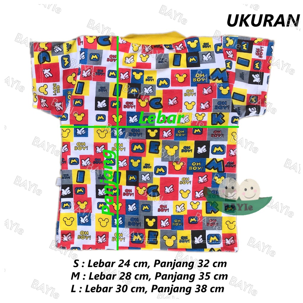 BAYIe - OBRAL!!  1 Pcs Kaos Oblong/Baju Pendek Bayi/Anak MICKEY MF 100% Katun DK TEBAL VELVET Size S, M, L