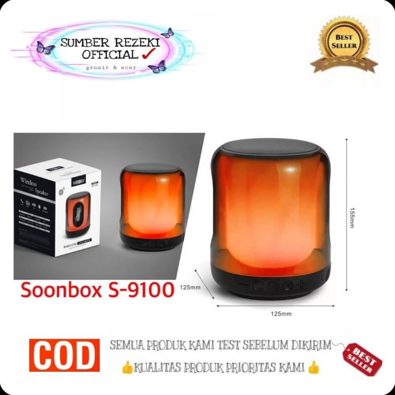 SR - Speaker Bluetooth LED SOONBOX wireless S9100 / Speaker Aktif High Bass Speaker Portable Bluetoo