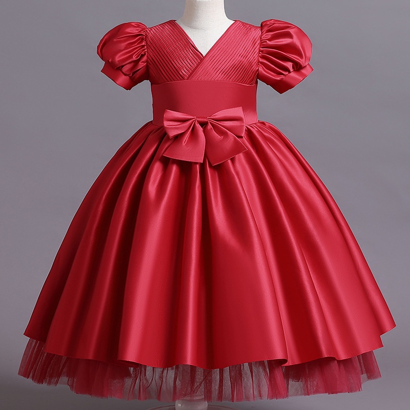 2022 PARTY DRESS ANAK SATIN TUTU DRESS ANAK PEREMPUAN PANJANG