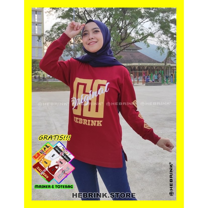 Sweatshirt Hebrink HB3 Baju Kaos Wanita Lengan Panjang Cewek Muslimah