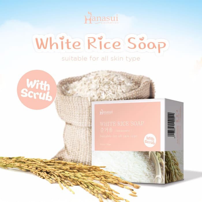 Sabun Kecantikan Pencerah dan Pemutih Wajah Muka - Hanasui White Rice Soap With Scrub BPOM ORIGINAL