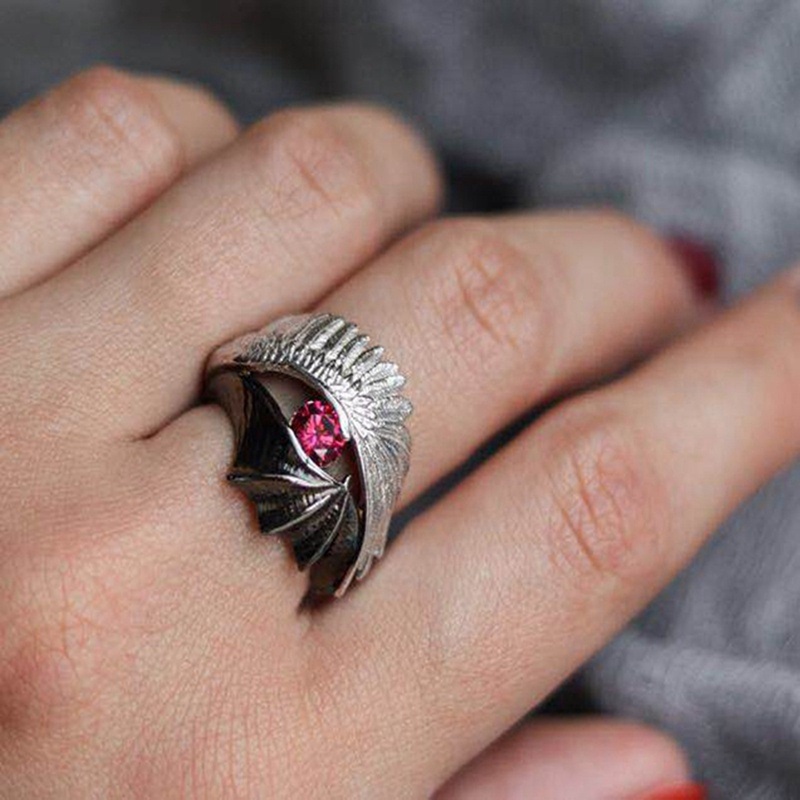 Cincin Pasanganpriawanita Desain Malaikat Demon Gaya Vintageromantis Untuk Hadiah