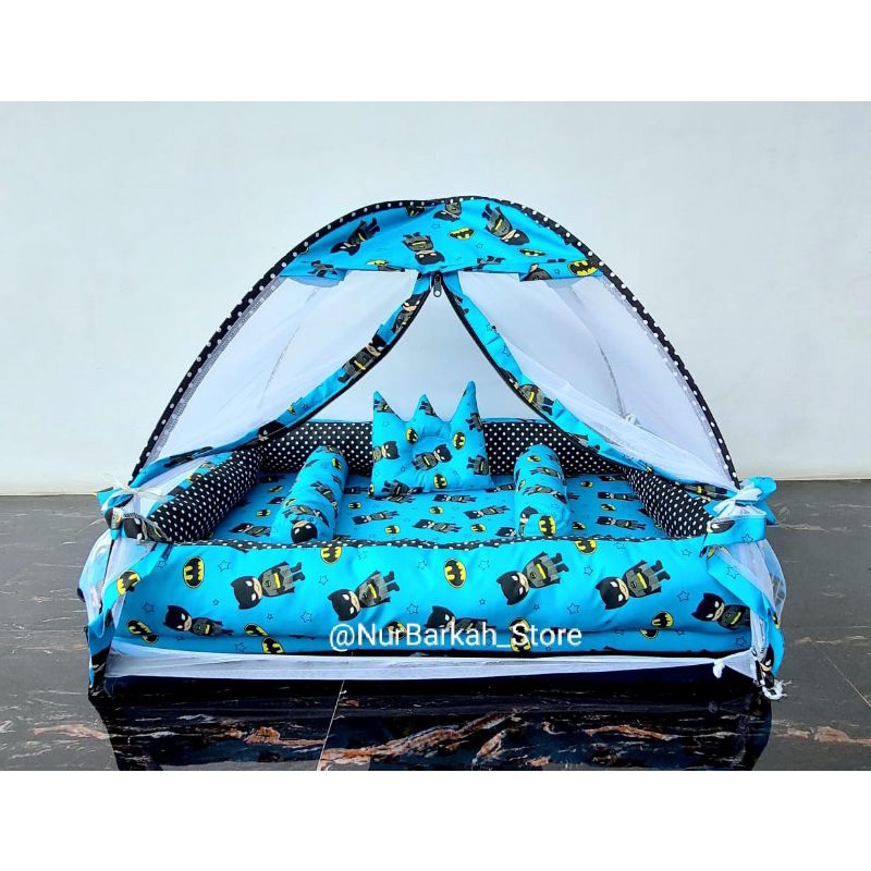 NURBARKAH KASUR KOLAM BAYI BATMAN BIRU MUDA ANAK LAKI2 usia 0-3 BULAN TENDA KARAKTER ANGSA ABU KUALI